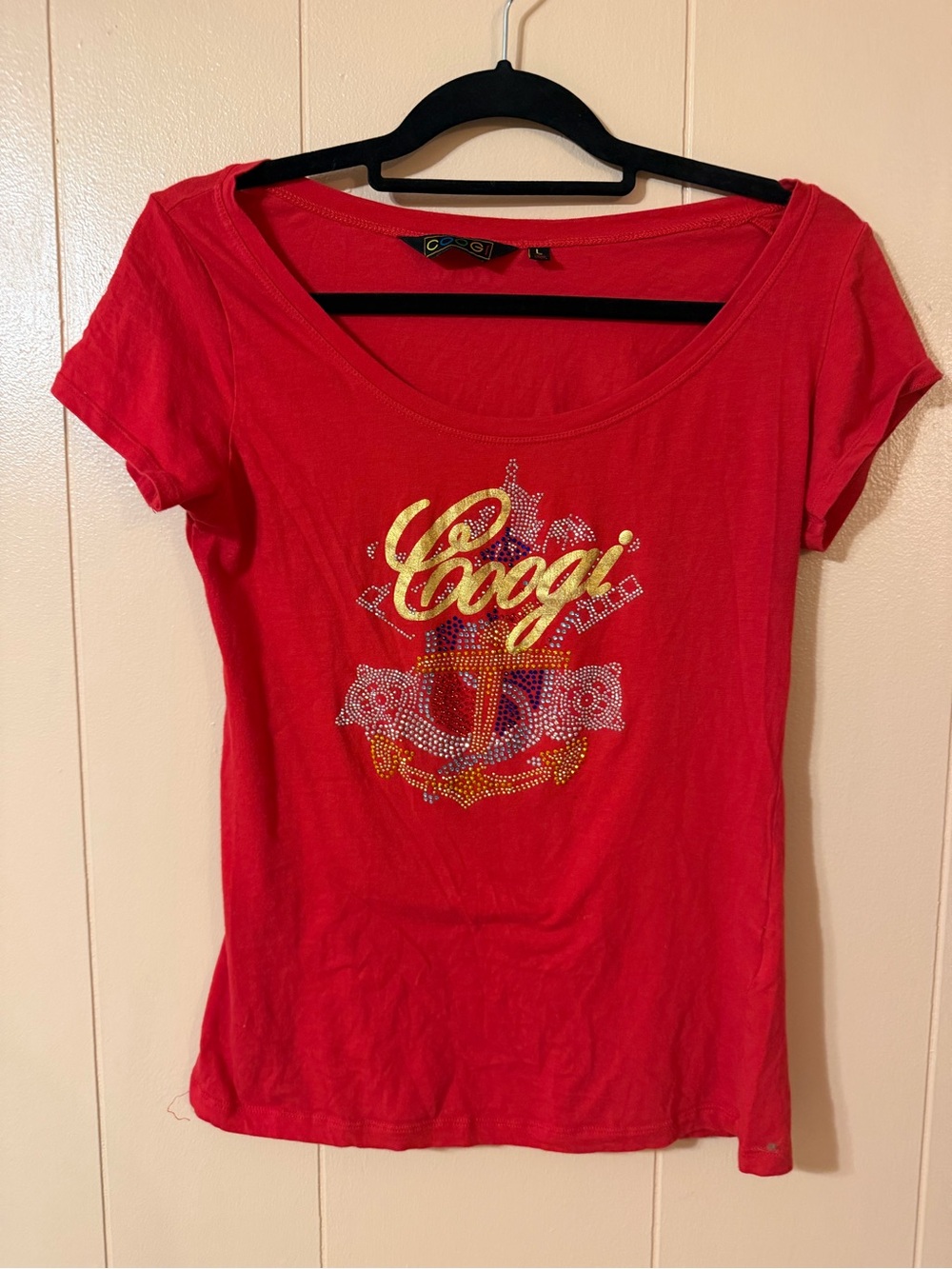 Coogi Y2K gem bedazzled short sleeve top